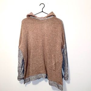 ZARA W&B Mixed Fabric Color Block Hoodie Sweater